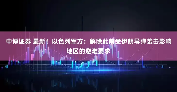 中博证券 最新！以色列军方：解除此前受伊朗导弹袭击影响地区的避难要求