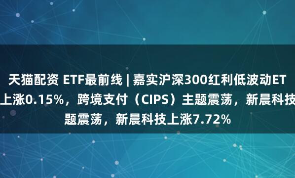 天猫配资 ETF最前线 | 嘉实沪深300红利低波动ETF(515300)上涨0.15%，跨境支付（CIPS）主题震荡，新晨科技上涨7.72%
